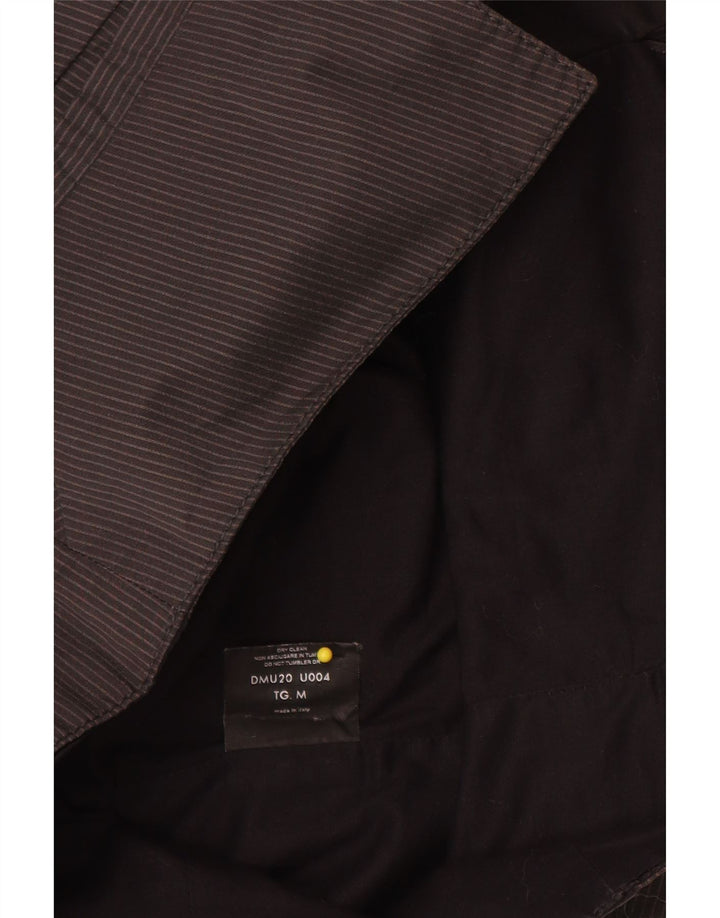 David Mayer Damen Weste UK 14 Mittelschwarze Nadelstreifen-Baumwolle