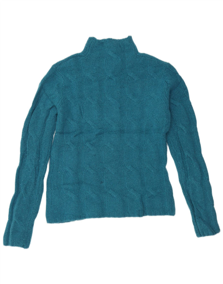 EDDIE BAUER Damen Rollkragenpullover Pullover UK 14 Mittelblaue Lammwolle