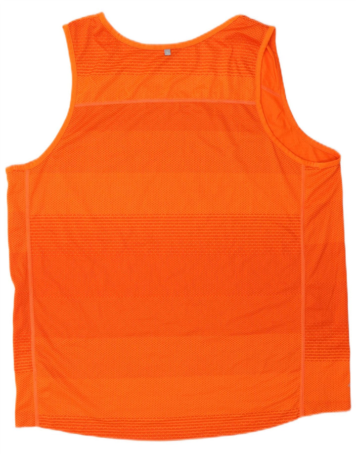 Russell Athletic Herren-Weste-Top, UK 42/44, großes orange gestreiftes Polyester