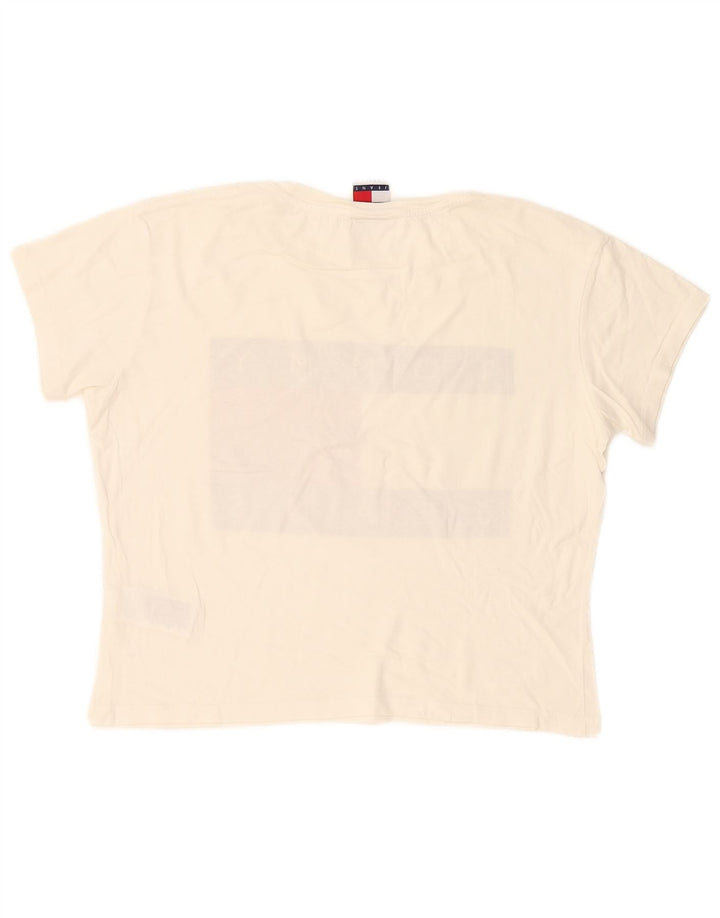 Tommy Hilfiger Damen Übergroßes Grafik-T-Shirt-Oberteil UK 10 Small Weiß