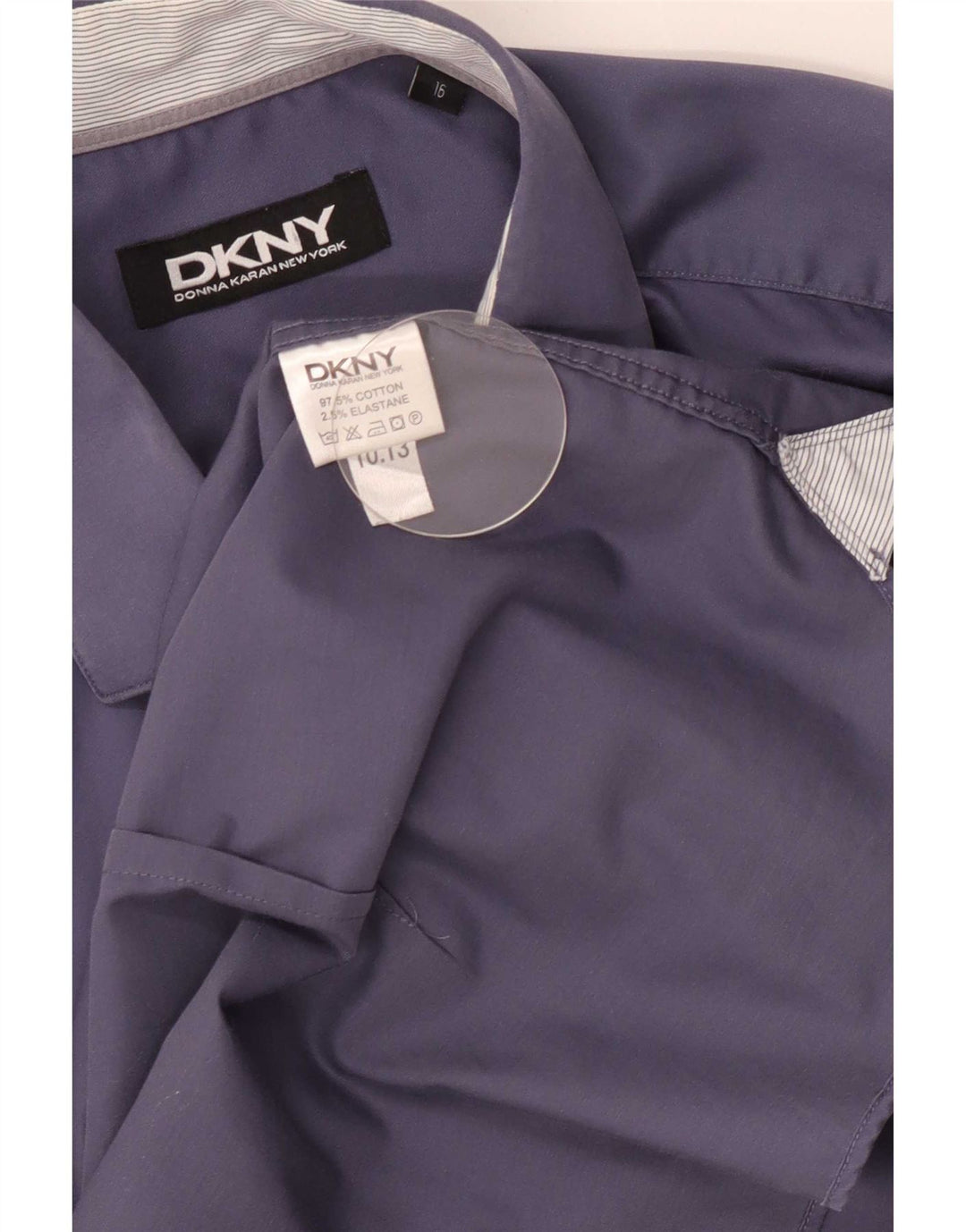 Dkny Herrenhemd, Größe 16, groß, marineblaue Baumwolle