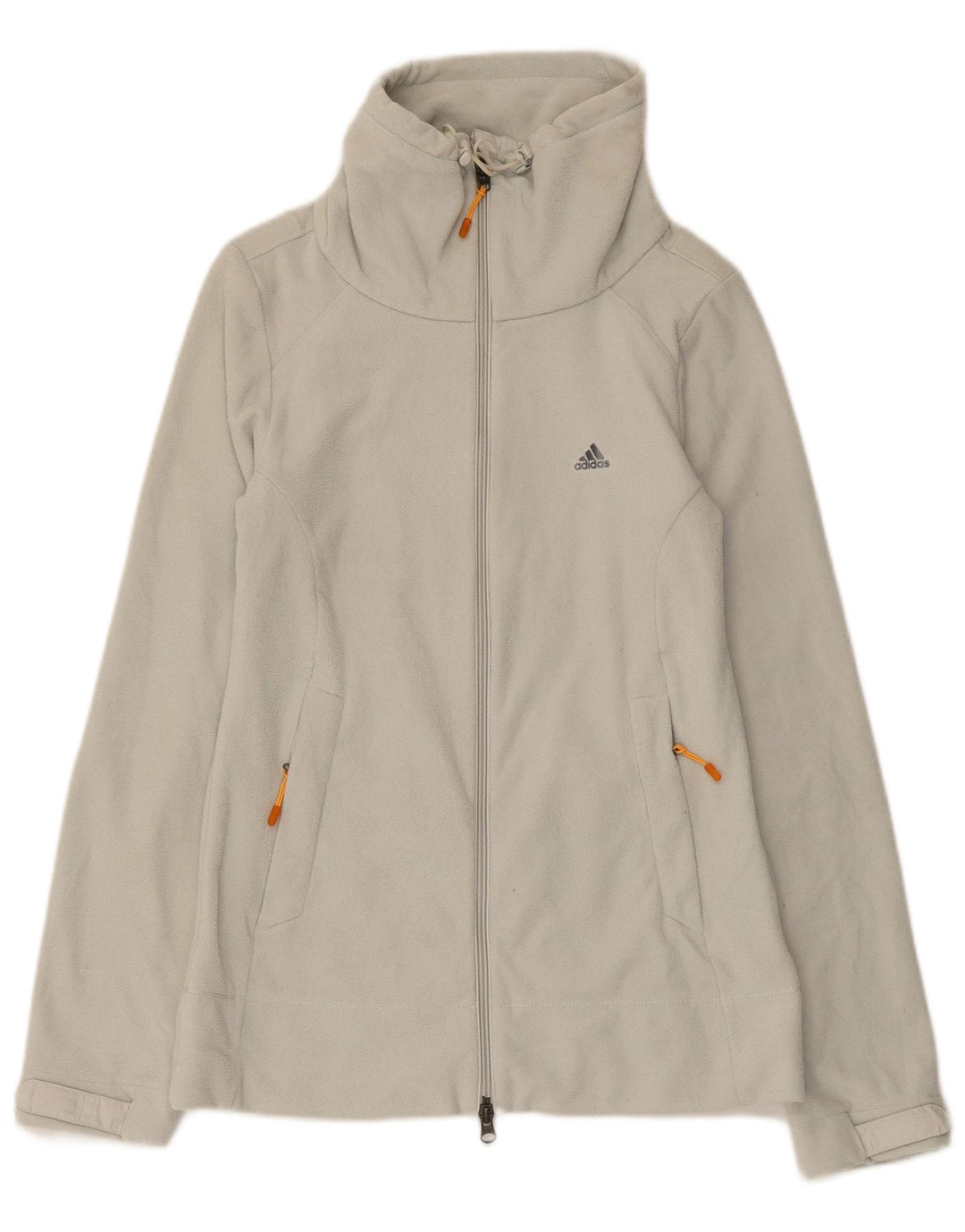 Adidas Damen Fleecejacke UK 12 Mittelgrau gestreift Polyester
