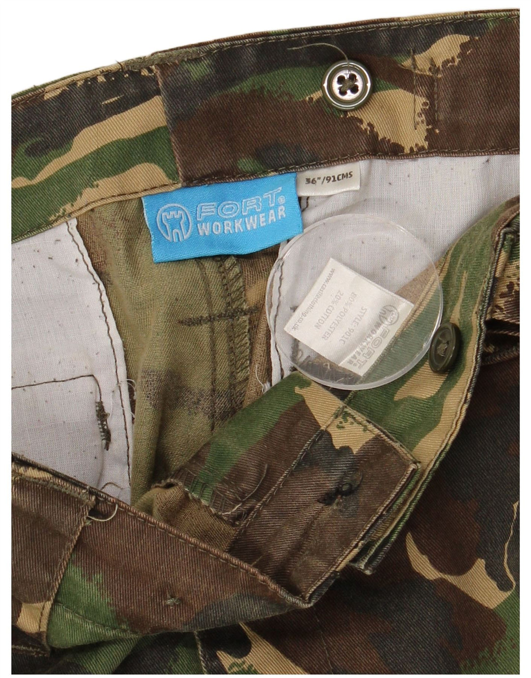 VINTAGE Gerade Herren-Cargohose W36 L32 Khaki Camouflage Polyester