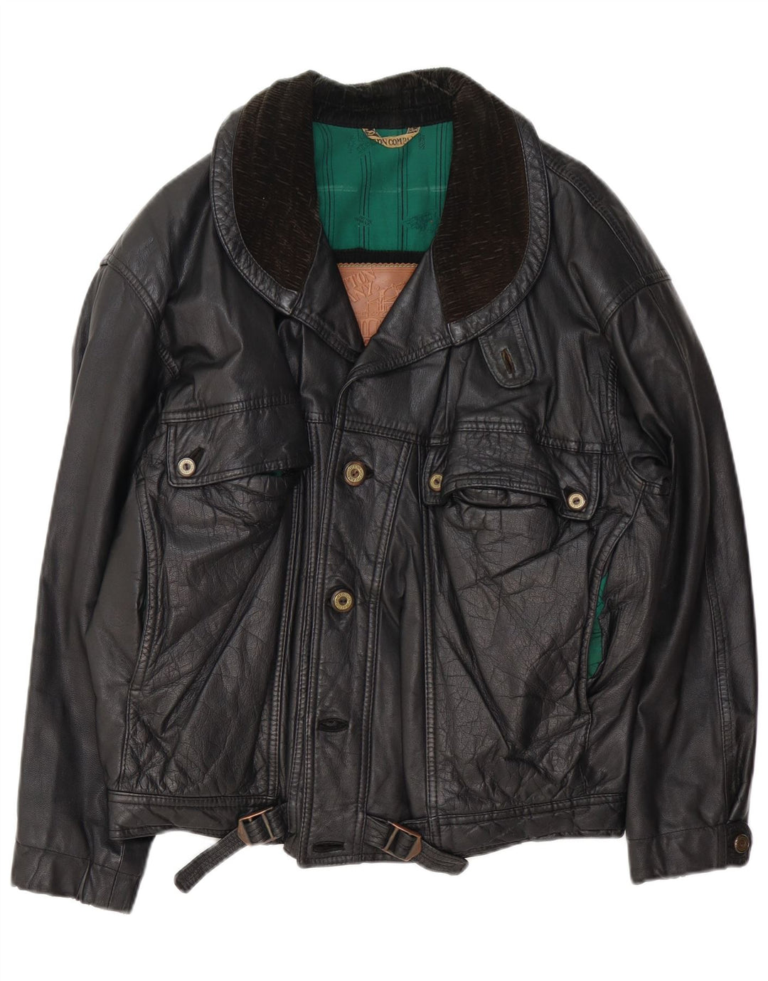 Vintage Herren Lederjacke UK 42 XL Schwarz