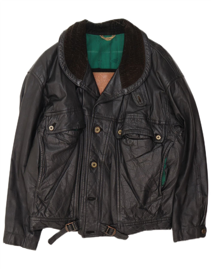 Vintage Herren Lederjacke UK 42 XL Schwarz