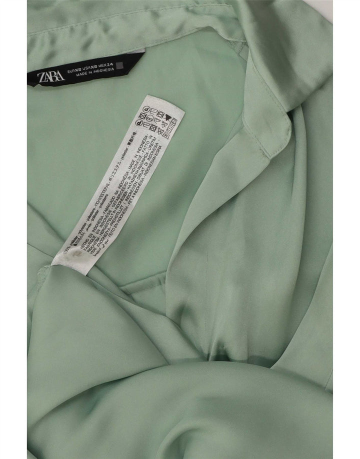 Zara Damen Übergroße Hemdbluse UK 6 XS Grün Polyester