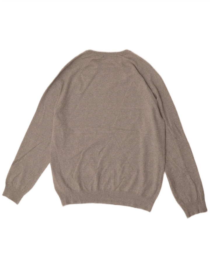 French Connection Herren-Pullover mit Rundhalsausschnitt aus mittelgrauer Baumwolle