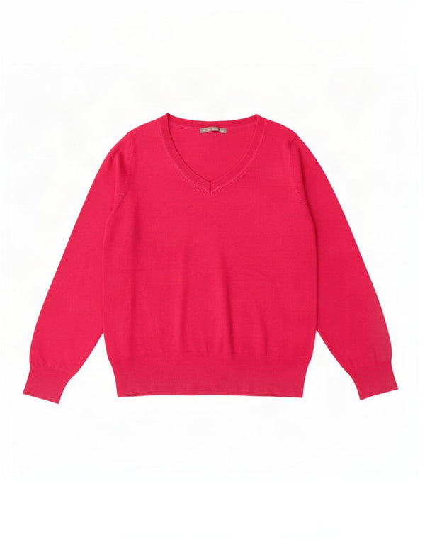 Marks & Spencer Damen-Pullover mit V-Ausschnitt, Gr. 22 3XL, rosa Viskose