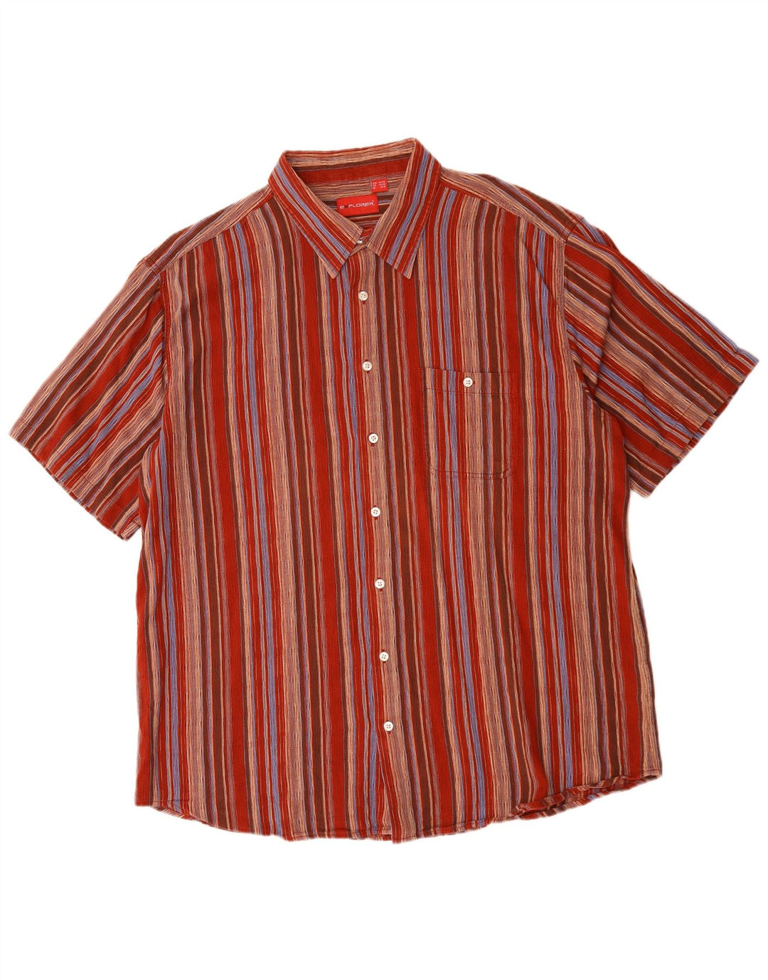 EXPLORER Herren-Kurzarmhemd, Größe 18, 2XL, rot gestreift, Baumwolle