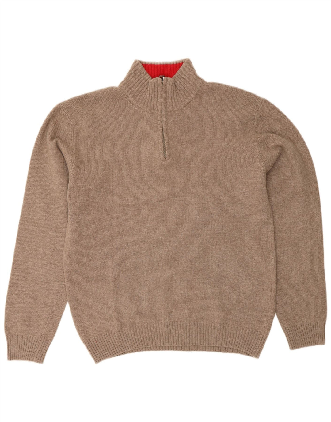 Oscar Et Louise Herren-Pullover mit Reißverschluss am Hals, mittelbeige Wolle