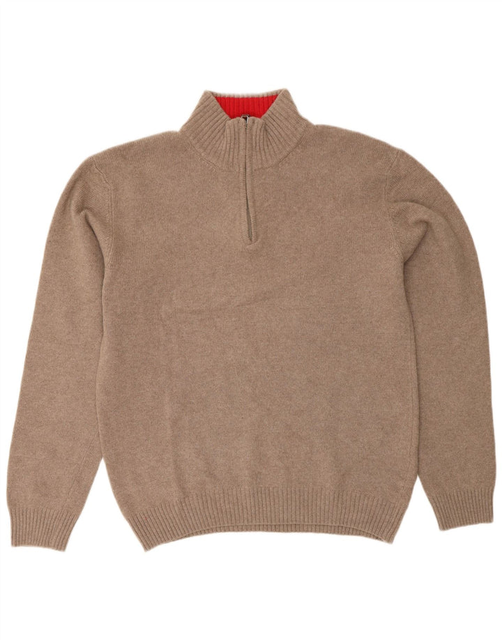 Oscar Et Louise Herren-Pullover mit Reißverschluss am Hals, mittelbeige Wolle