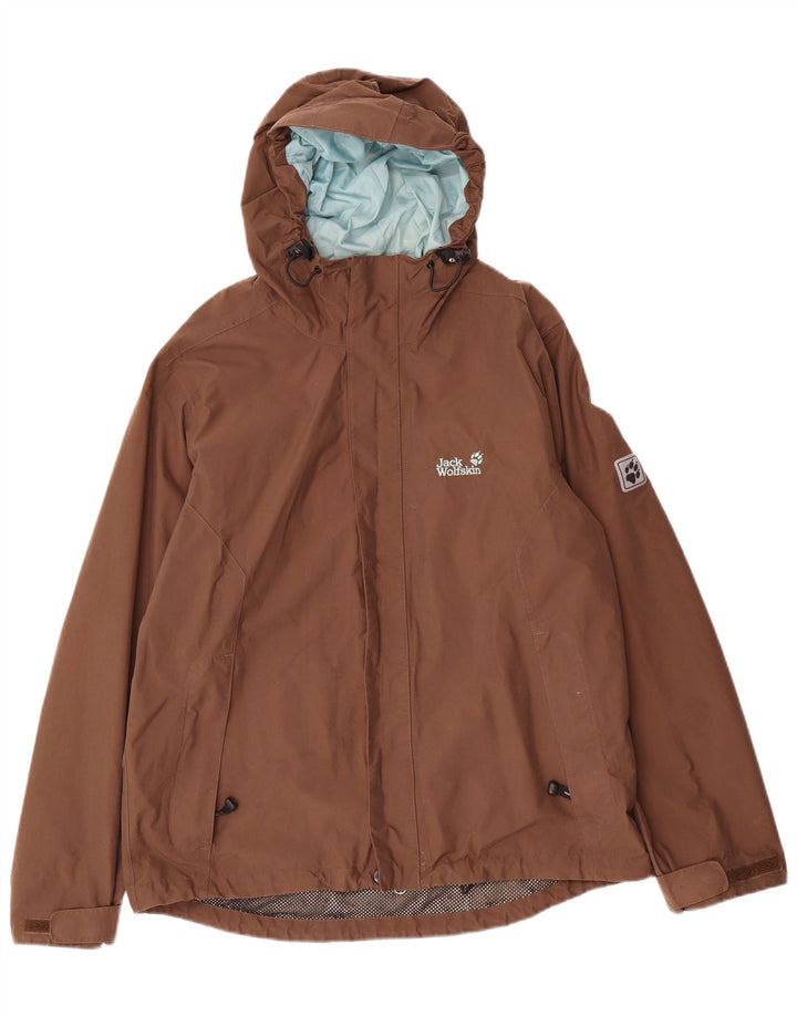Jack Wolfskin Herren-Regenjacke mit Kapuze, UK 36/38, mittelbraunes Polyamid