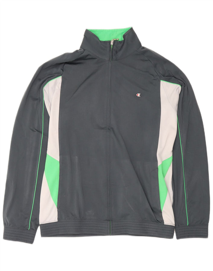 Champion Herren-Trainingsoberteil, Jacke, 2XL, graues Colourblock-Polyester