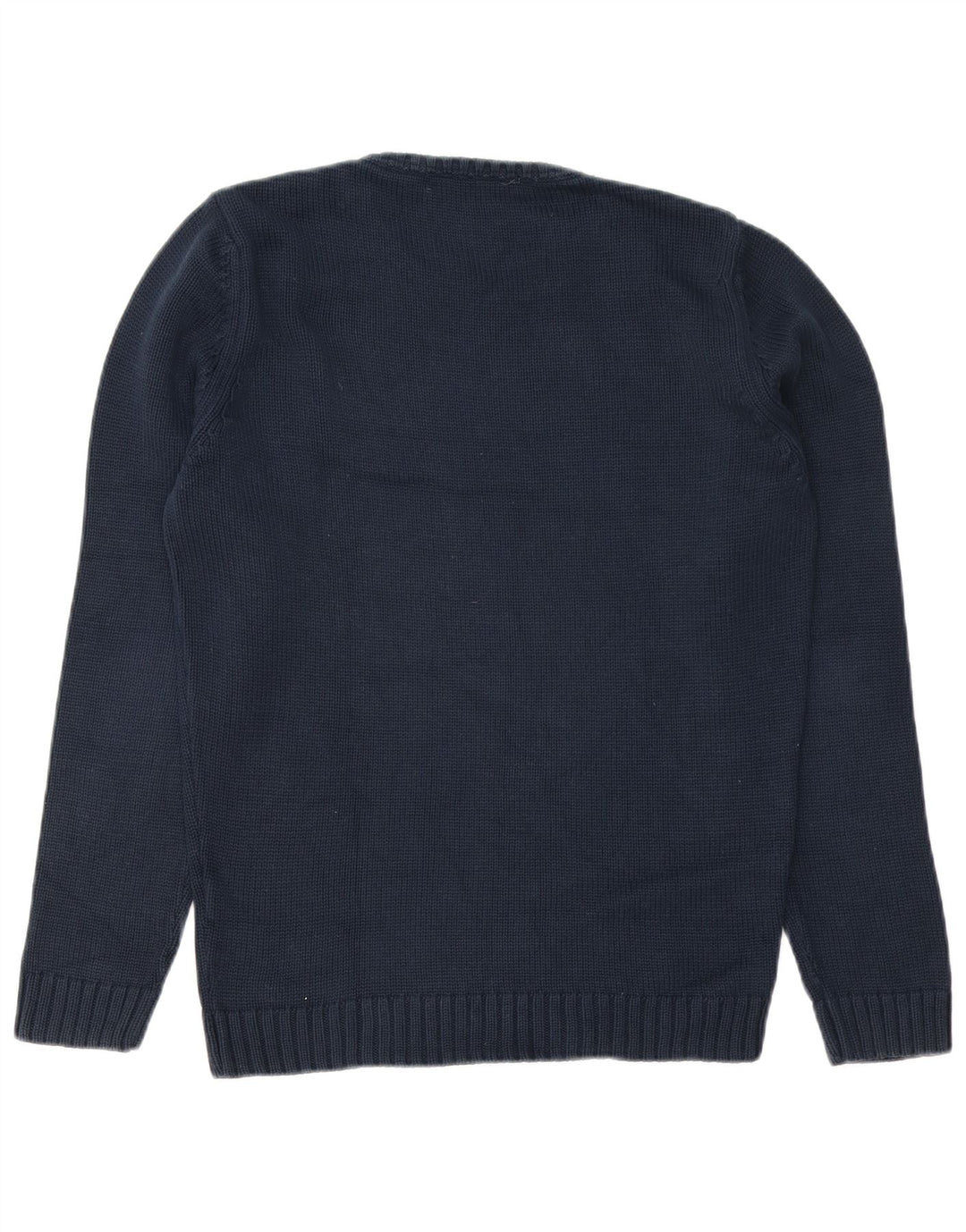 ZARA Herren-Pullover mit Rundhalsausschnitt, mittlere marineblaue Baumwolle