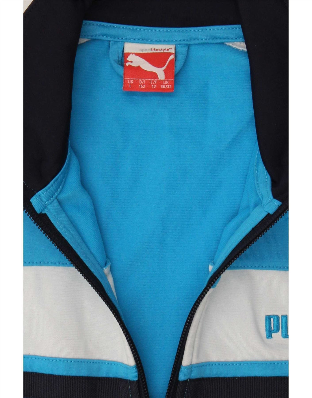 Puma Jungen-Trainingsanzug-Top-Jacke, 11–12 Jahre, blaues Farbblock-Polyester