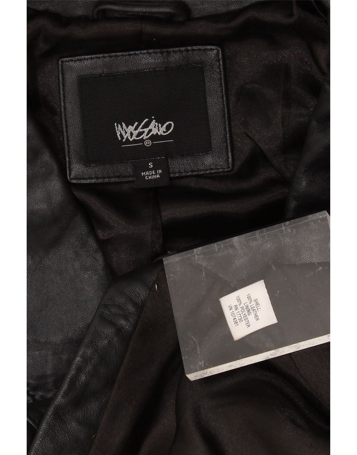 MOSSIMO Womens Leather Jacket UK 10 Small Black Leather Vintage Mossimo and Second-Hand Mossimo from Messina Hembry 