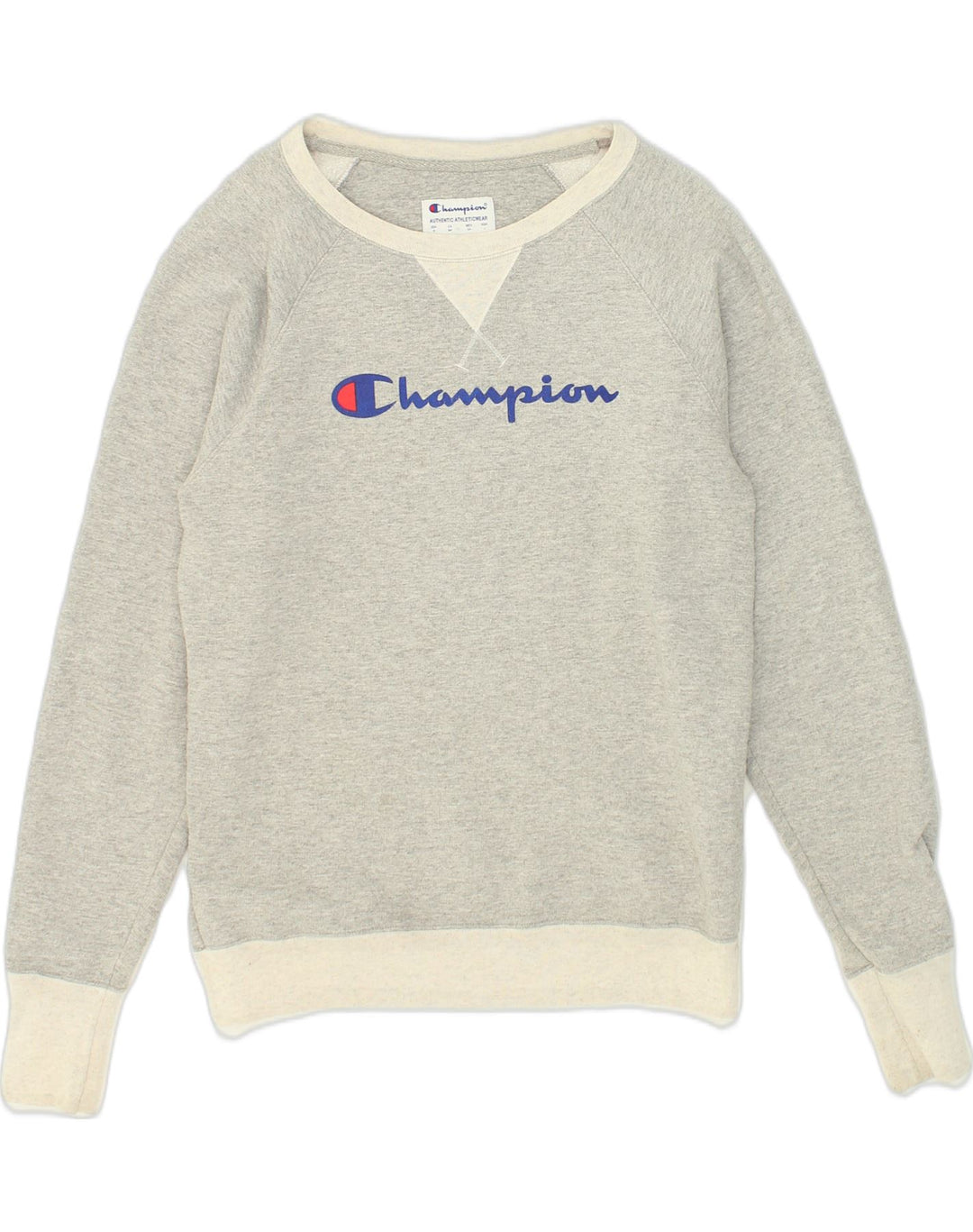CHAMPION Mens Graphic Sweatshirt Jumper Small Grey Polyester | Vintage Champion | Thrift | Second-Hand Champion | Used Clothing | Messina Hembry 