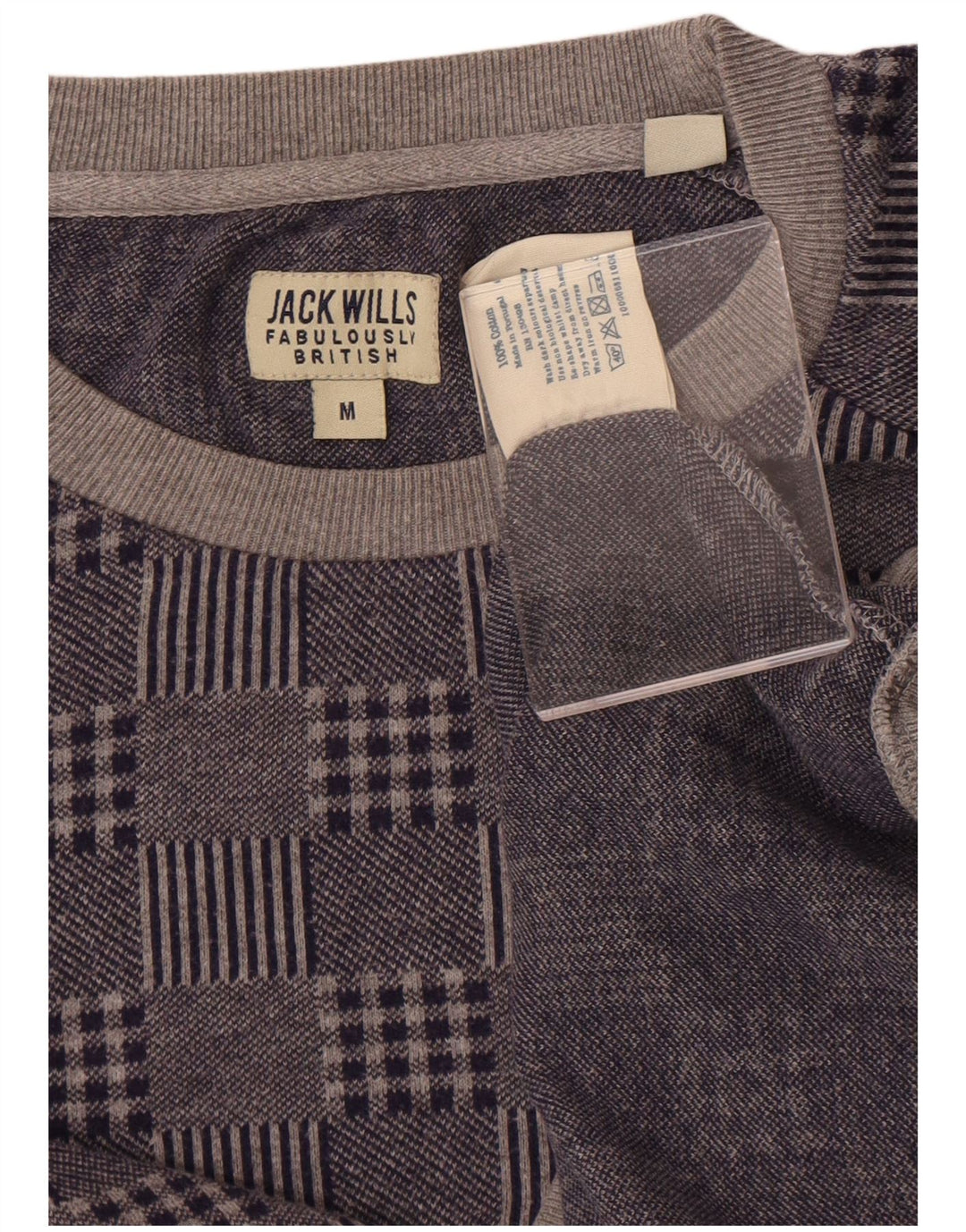 Jack Wills Herren-Pullover mit Rundhalsausschnitt, mittleres Marineblau, Patchwork
