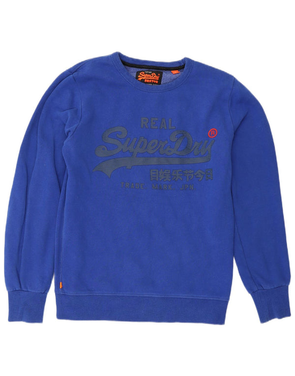 Superdry Herren Grafik-Sweatshirt-Pullover aus mittelblauer Baumwolle