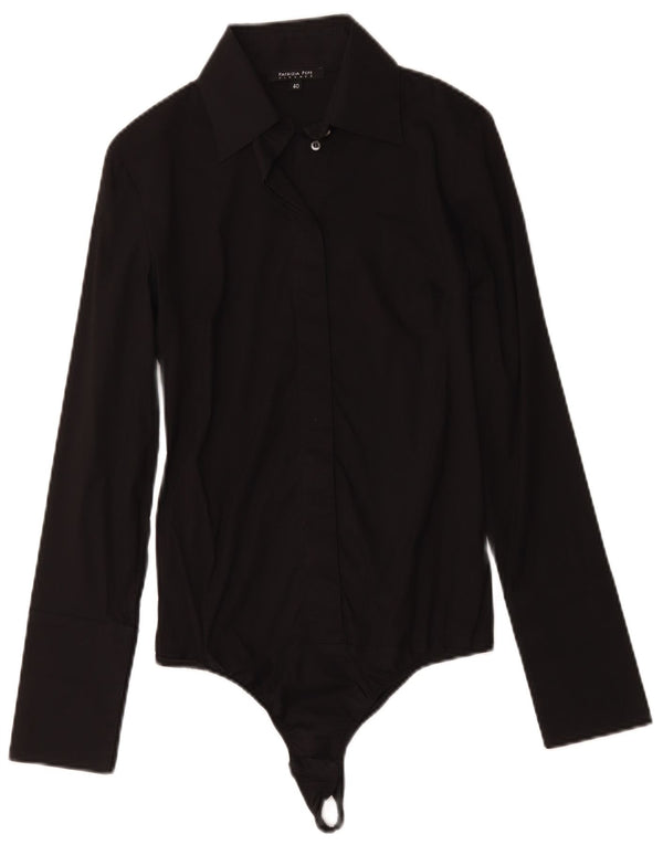 Patrizia Pepe Damen Hemd-Body IT 40 Small Schwarz Baumwolle