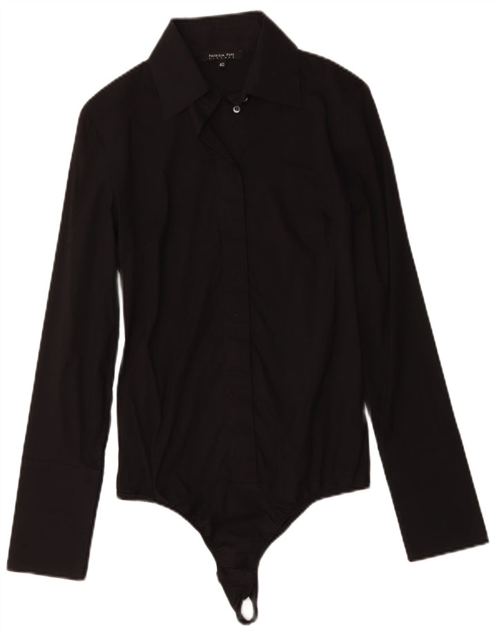 Patrizia Pepe Damen Hemd-Body IT 40 Small Schwarz Baumwolle