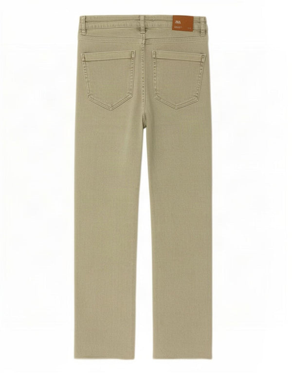 Zara Damen Crop Bootcut Jeans EU 42 Large W32 L25 Grüne Baumwolle