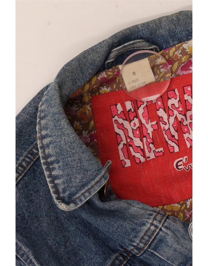 Vintage Damen Crop Jeansjacke UK 14 Mittelblaue Baumwolle