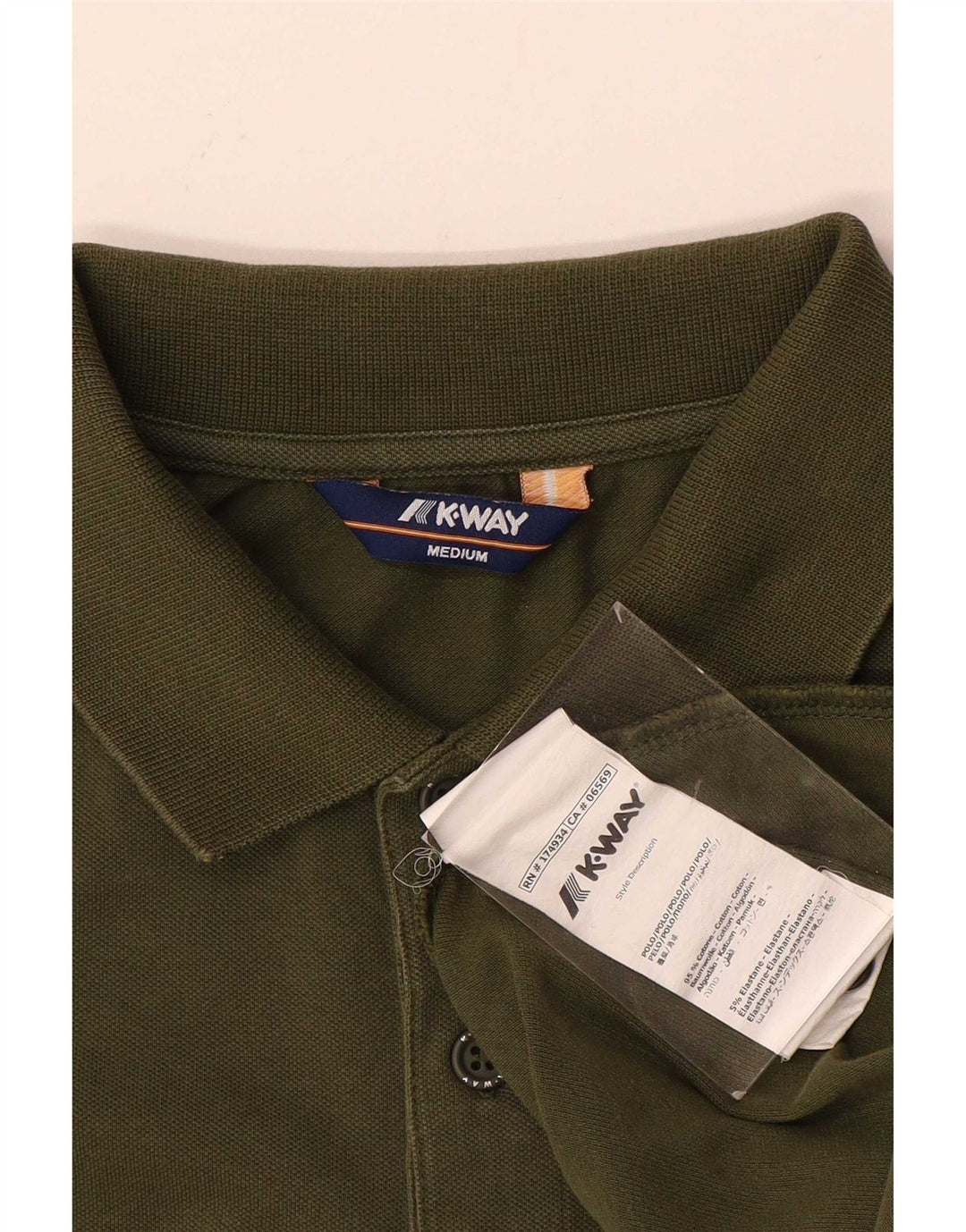 K-Way Herren-Poloshirt aus mittlerer Khaki-Baumwolle