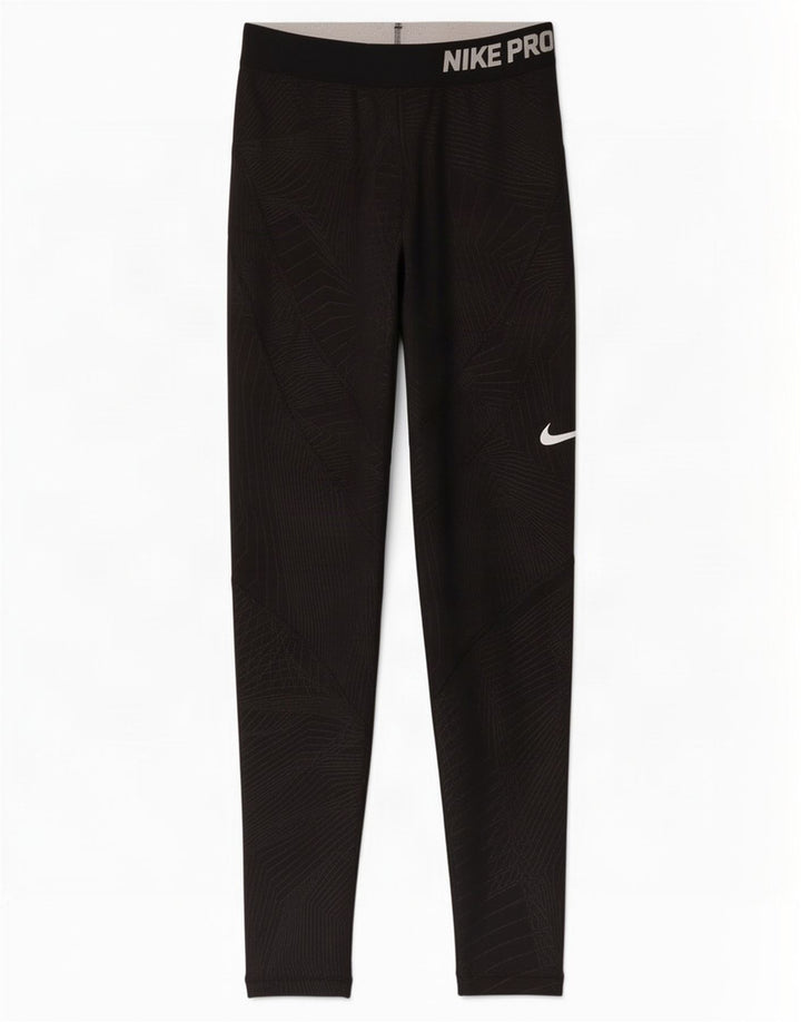 Nike Womens Graphic Leggings UK 4 XS Schwarzes geometrisches Polyester