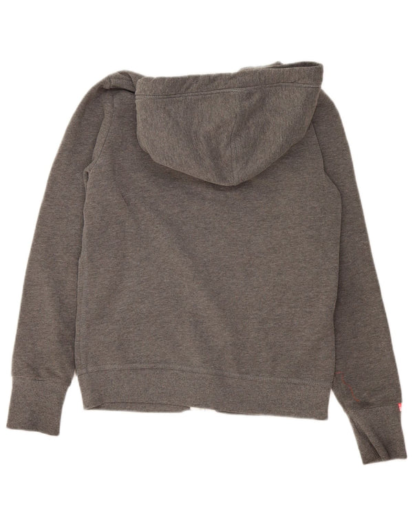 Superdry Damen-Kapuzenpullover mit Reißverschluss, UK 16, Größe L, Grau, Baumwolle