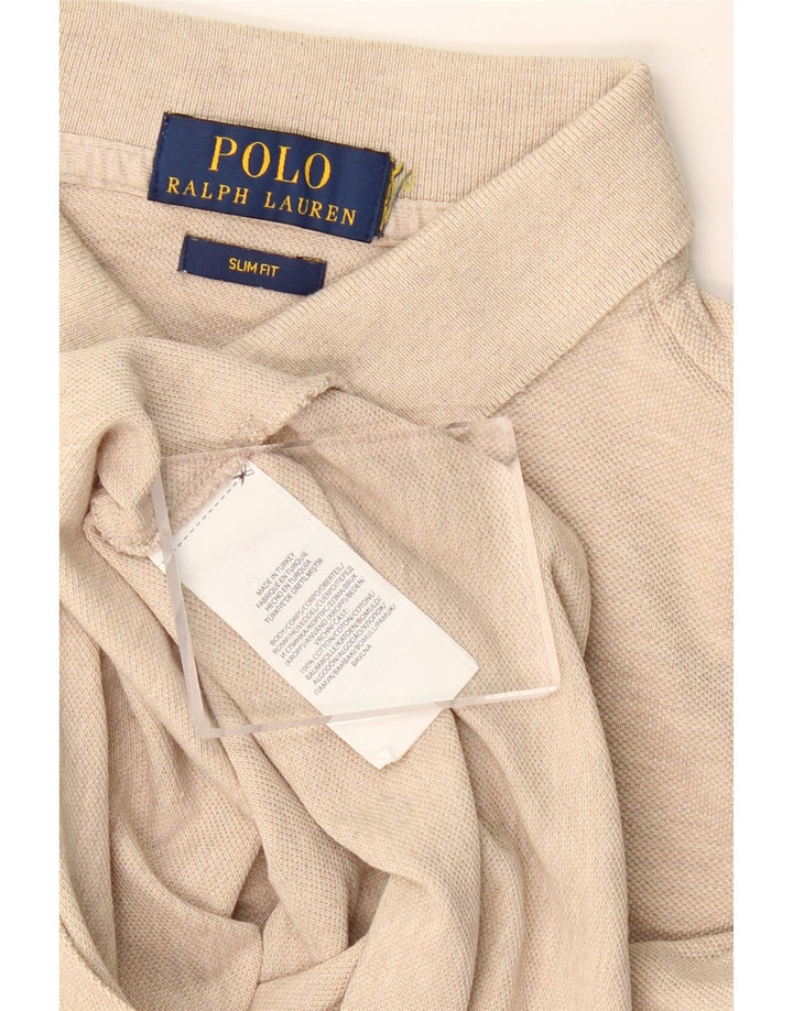 POLO RALPH LAUREN Slim-Fit-Poloshirt für Herren, kleine beige gesprenkelte Baumwolle