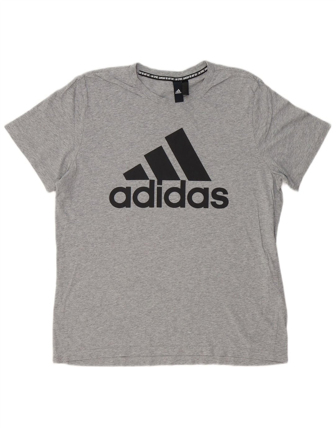 ADIDAS Herren Grafik T-Shirt Top Große graue Baumwolle