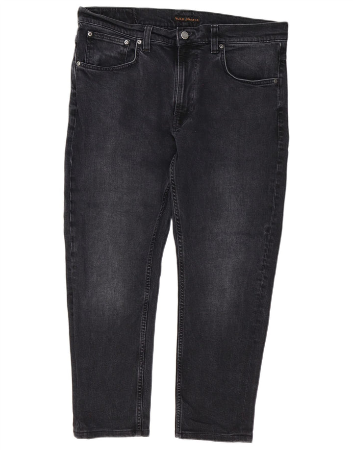 Nudie Herren Slim Jeans W34 L28 Schwarze Baumwolle