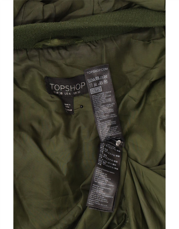 Topshop Damen-Kapuzen-Übergröße, wattierte Jacke, UK 10, Größe S, Khaki, Polyester