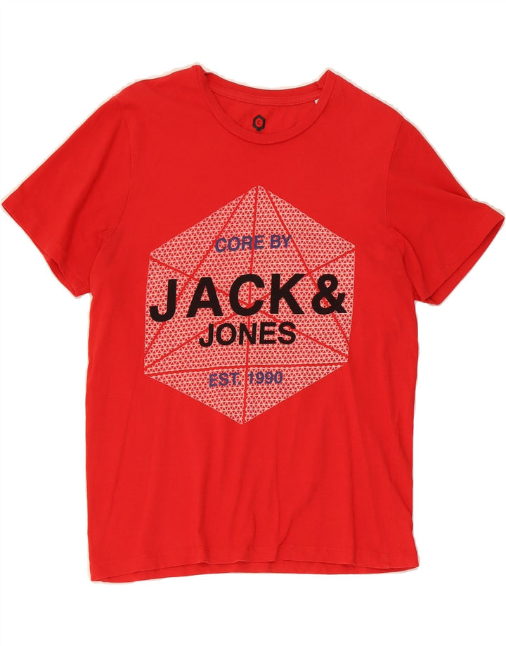 JACK & JONES Mens Graphic T-Shirt Top Medium Red Cotton Vintage Jack & Jones and Second-Hand Jack & Jones from Messina Hembry 