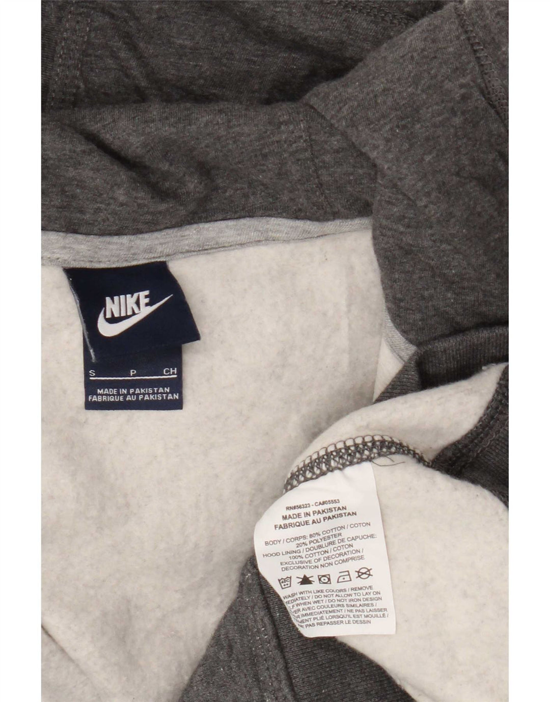 Nike Herren-Kapuzenpullover mit Reißverschluss, klein, grau gefleckte Baumwolle