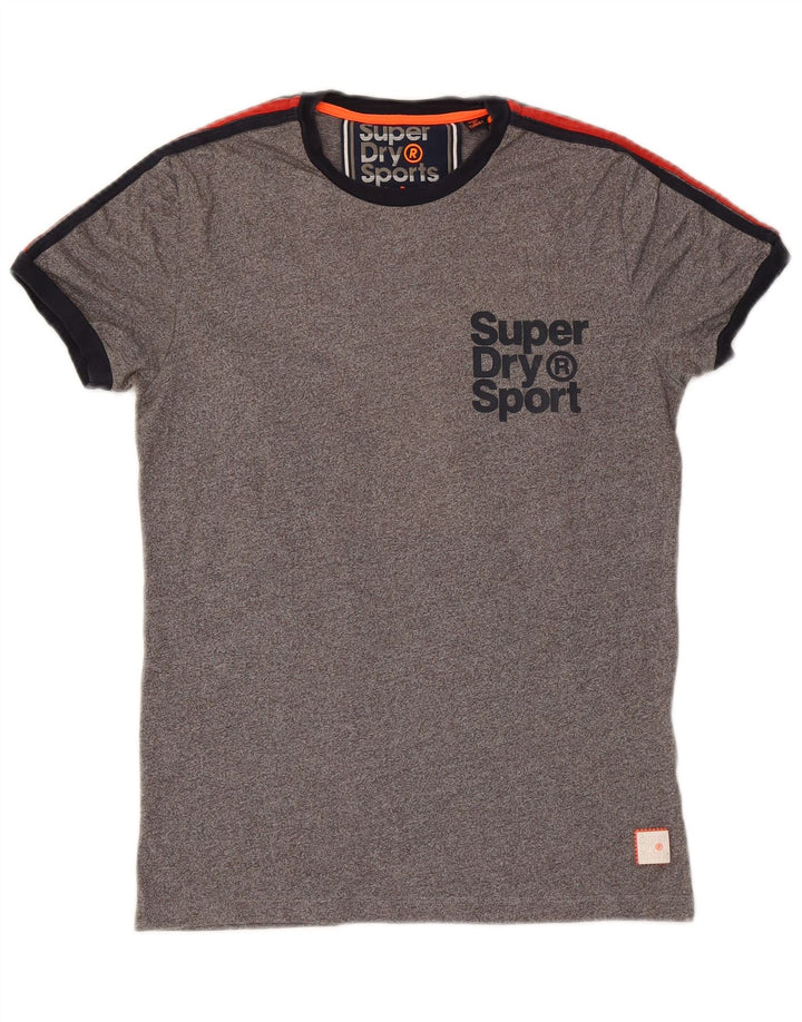 Superdry Herren-T-Shirt mit Grafik, Größe S, grau gesprenkelte Baumwolle