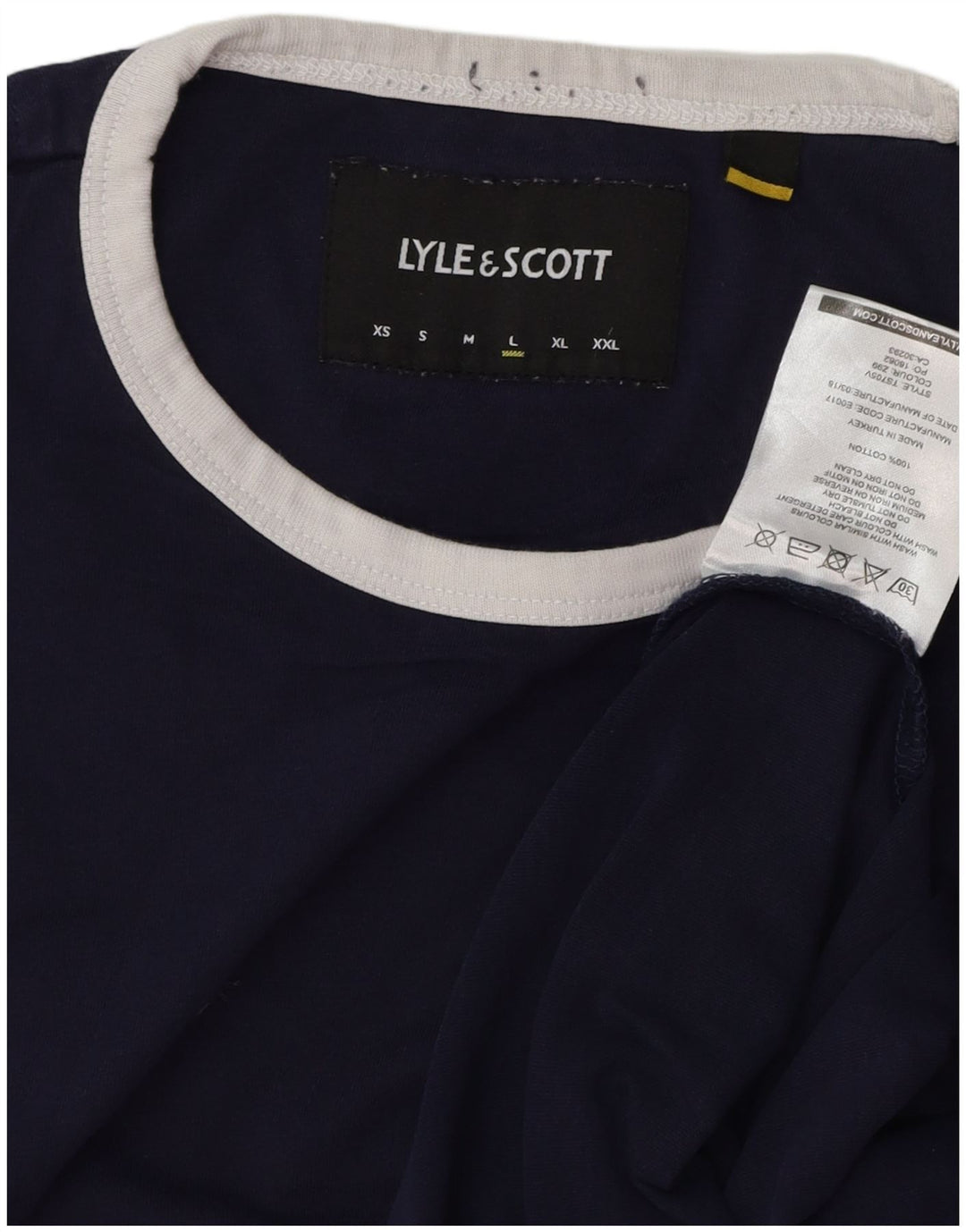 Lyle & Scott Herren T-Shirt Top Large Marineblau Baumwolle