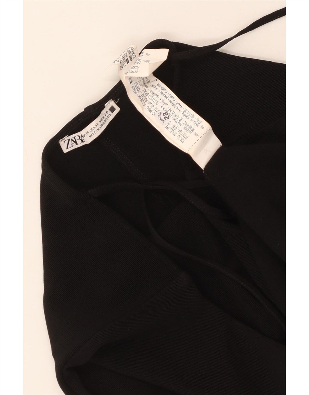 Zara Damen Ärmelloses, figurbetontes Kleid UK 12 Medium Schwarz Polyester