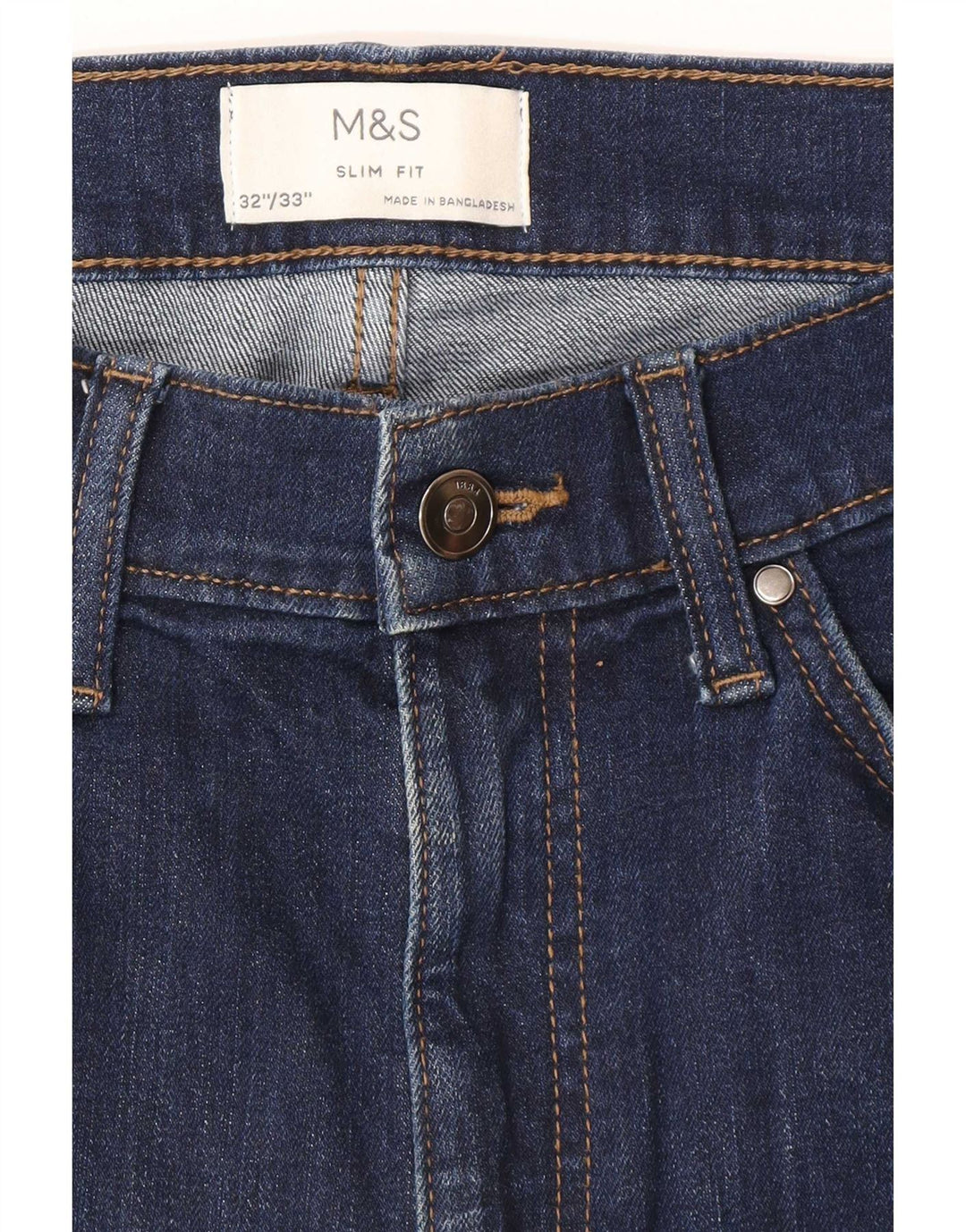 Marks & Spencer Herren Slim Jeans W32 L33 Marineblaue Baumwolle