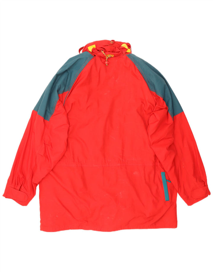 Vintage Herren Skijacke mit Kapuze UK 42 XL Rot Colourblock Polyester