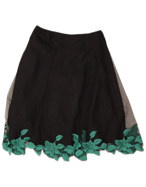 Coast Damen-A-Linien-Rock W26 Smalll Schwarz geblümtes Polyester