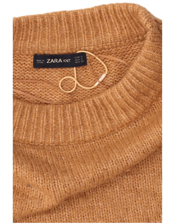 Zara Damen-Pullover mit Rollkragen, übergroß, Gr. 10, Small, Beige, Acryl