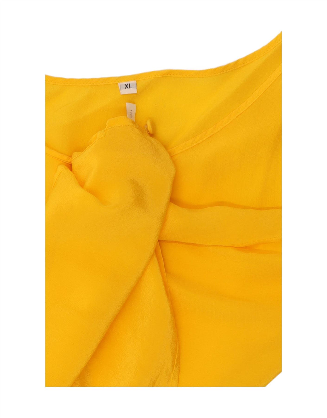 VINTAGE Damen Ärmelloses Blusentop UK 18 XL Gelbe Seide