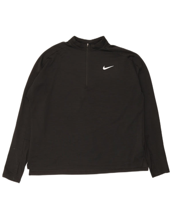 Nike Herren-Laufoberteil mit Reißverschluss, langärmlig, XL, Schwarz, Polyester, Sport
