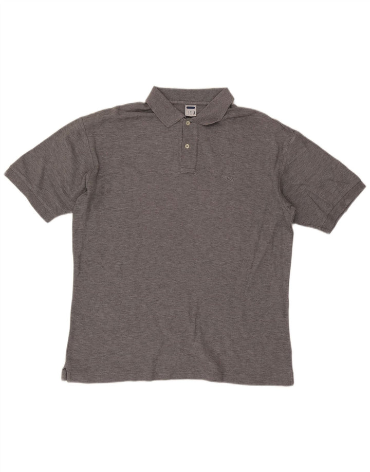 Fila Herren-Poloshirt aus mittelgrau gesprenkelter Baumwolle