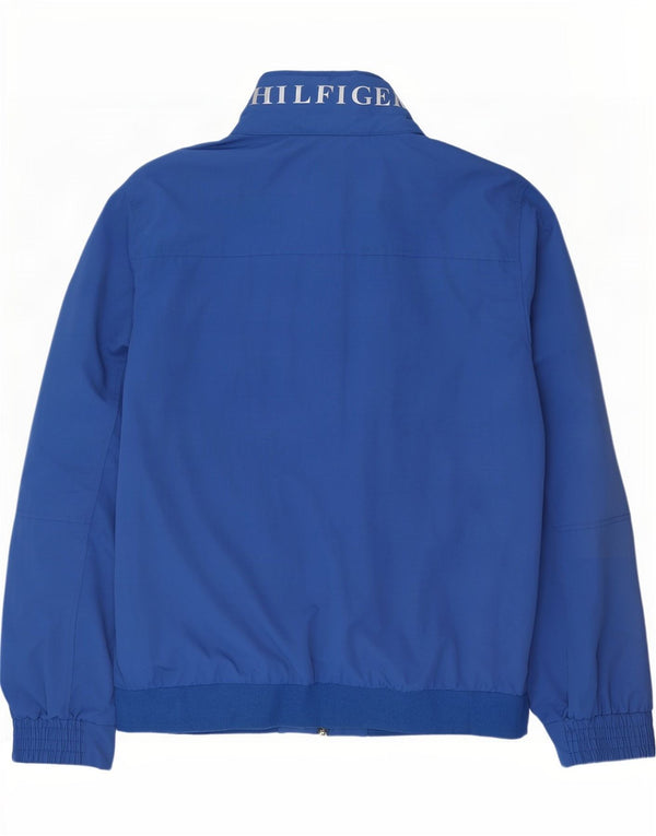 Tommy Hilfiger Herren-Regenjacke mit grafischer Kapuze, UK 42, XL, blaues Nylon
