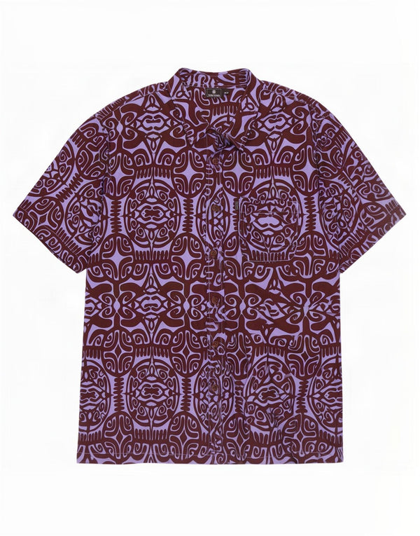 Tribal Origin Herren-Hemd mit abstraktem Muster, kurzärmelig, 2XL, Lila, Baumwolle