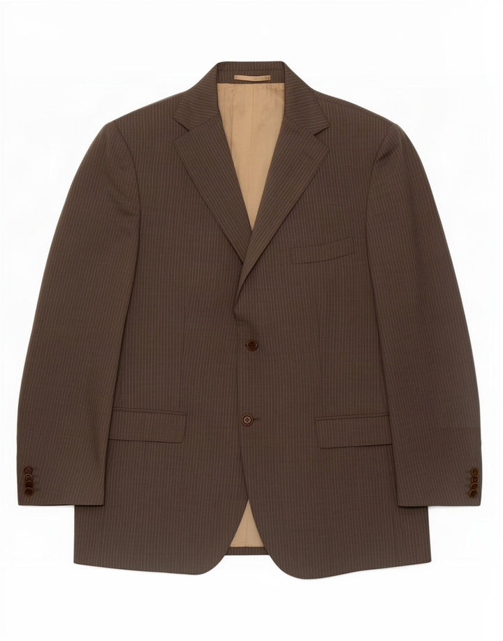 Massimo Dutti Herren-Blazer mit 2 Knöpfen, EU 54, XL, graue Nadelstreifenwolle