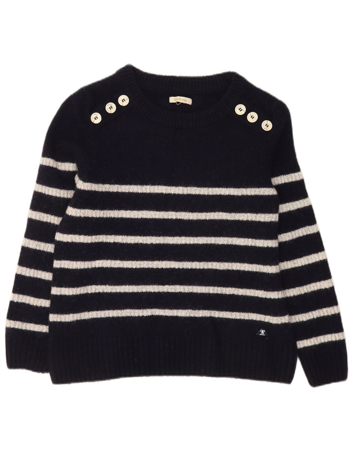 Barbour Damen-Pullover mit U-Boot-Ausschnitt, UK 14, mittelmarineblau gestreifte Wolle